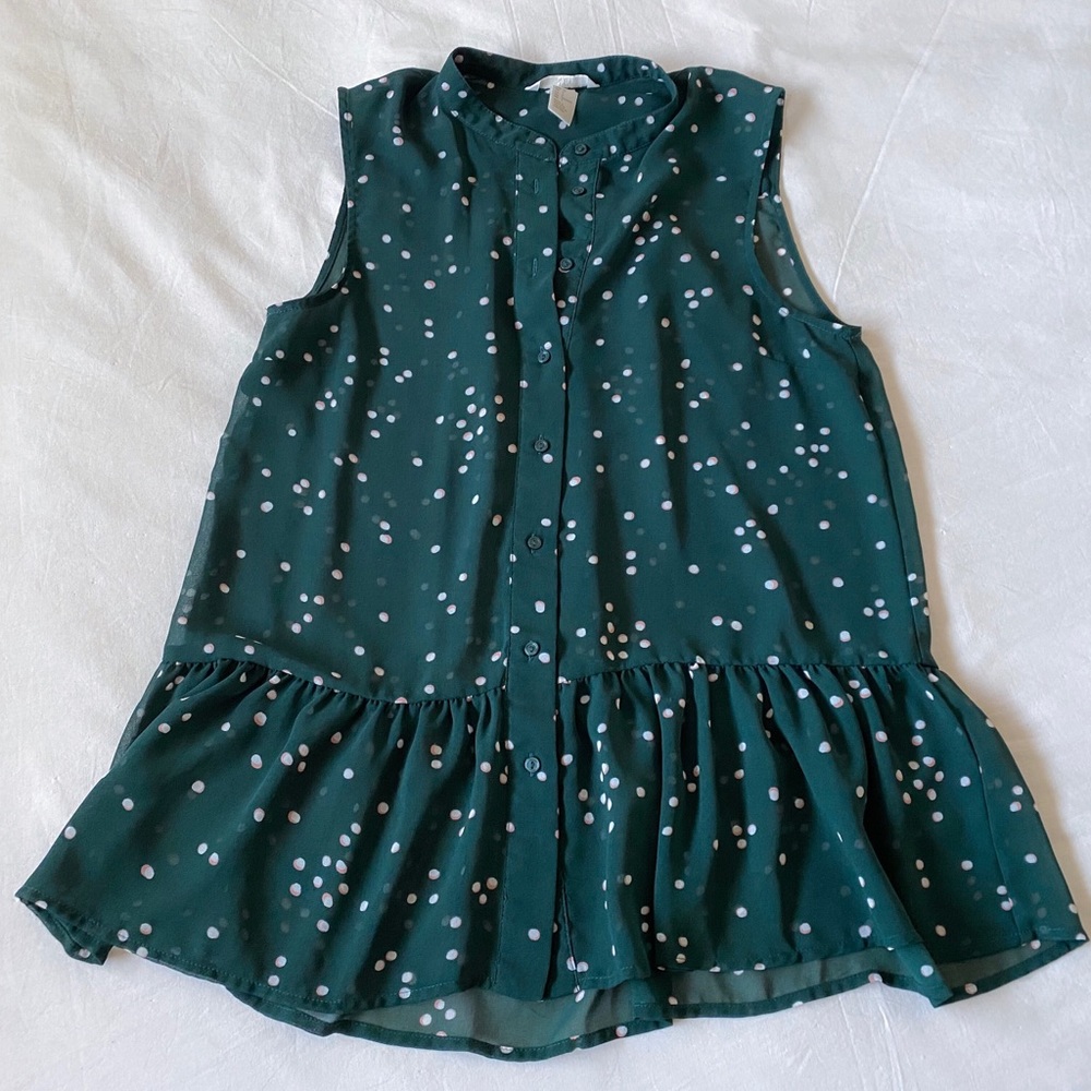 H&M Forest Green Sleeveless Peplum Top
